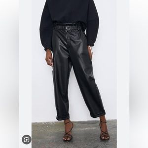 Zara faux leather boyfriend pants